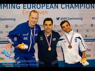 Men's 50m freestyle S6 | Victory Ceremony | 2014 IPC Swimming European Championships Eindhoven