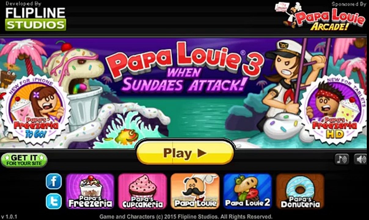 juego de cocina de vídeo-el Papa Louie 3 Cuando Helados de Ataque!