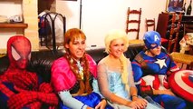 Frozen Elsa & Spiderman S.W.A.T. and BANK Robber! w/ Policeman Maleficent FUN IRL Superher