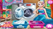 Frozen Princess Elsa Washing Clothes for Princess Anna - Disney Frozen Movie Cartoon Game