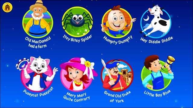Old macdonald had a farm | little boy blue | bitsy bitsy spider | Hey diddle diddle