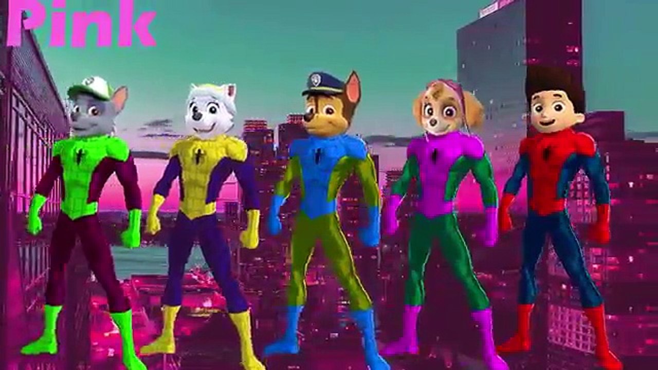Paw Patrol Spiderman Finger Family Coloring Song Learn Colors with Finger Family and Funny Pups