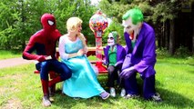 Frozen Elsa vs Maleficent! w/ Spiderman & Pink Spidergirl vs Joker, Anna, Cinderella Kiss