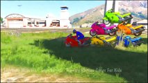 Color Motorbike w Spiderman Cars Cartoon for Kids & Colors for Children Nursery Rhymes Son