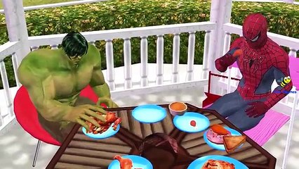 Frozen Elsa Vs Killer Clown SpiderGirl Scream Ghost Food Fight Orange Spiderman Hulk Funny