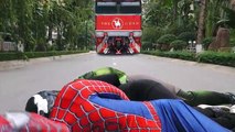 Spiderman Tied Crashed by Train!!! Superheroes Fun Joker Hulk Venom Children Movies Action