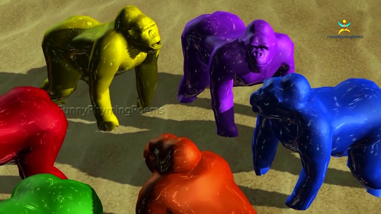 Learn Colors With Dinosaurs, Gorilla, Elephant | Color Animals Finger Family Songs & 1 To