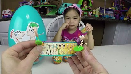 BIG PHINEAS & FERB SURPRISE EGG 4 Kinder Surprise Eggs Toys Opening Kids Toy Review Disney Videos