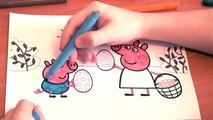 Пеппа свинья Новые функции раскраска страницы для Дети цвета раскраска цветной маркеры Войлок ручки карандаши