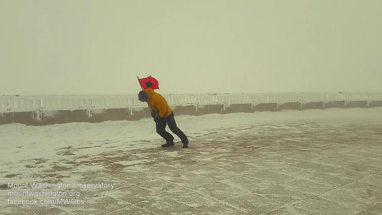 GUSTING to 110 MPH on Mt. Washington on 03-09-2017