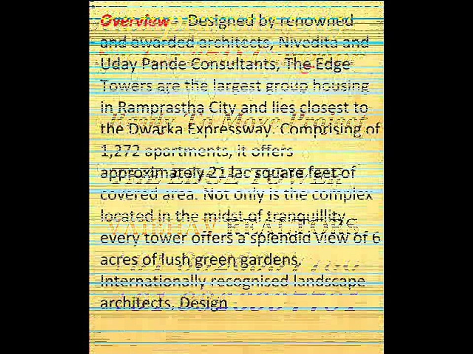 Ready To Move Project  in Ramprastha City  60 Lac All Inc. The Edge Tower  Sector 37D Gurgaon 8826997780