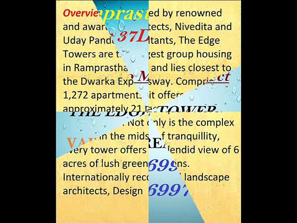 Ramprastha City The Edge Tower  Resale Hi Resale 2 BHK Only 60 Lac Sector 37D Gurgaon 8826997781