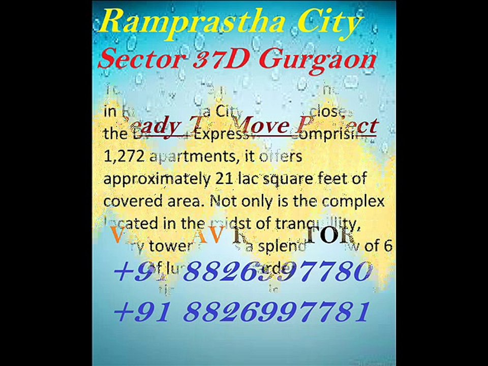 Ramprastha The Edge Tower 1990 sqft Resale Sector 37 D Gurgaon +91 8826997780