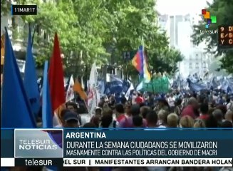 Trabajadores argentinos marchan contra políticas del gobierno macrista