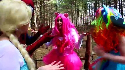 Frozen Elsa Meets My Little Pony! Spiderman Pink Spidergirl Joker & Maleficent! Superhero