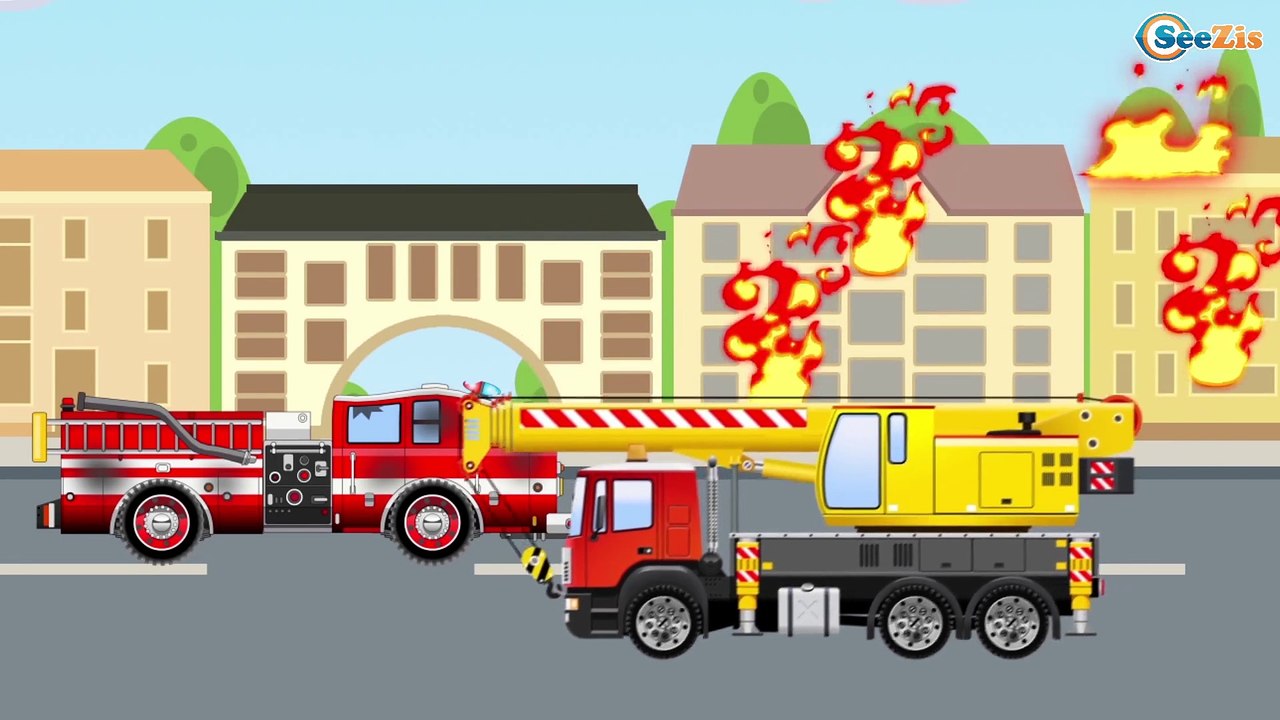 Cartoon for children Learn The Fire Truck rescue Cartoons for kids toddlers 2D Cars & Truck Story