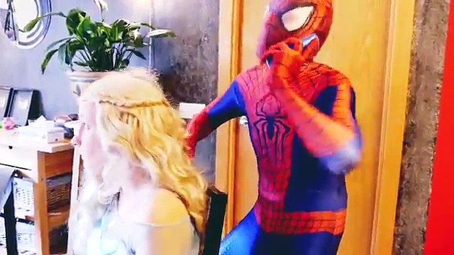 Spiderman CUTS Frozen Elsa Hair! w/ Fairy Godmother Captain America Joker Fun Superhero in