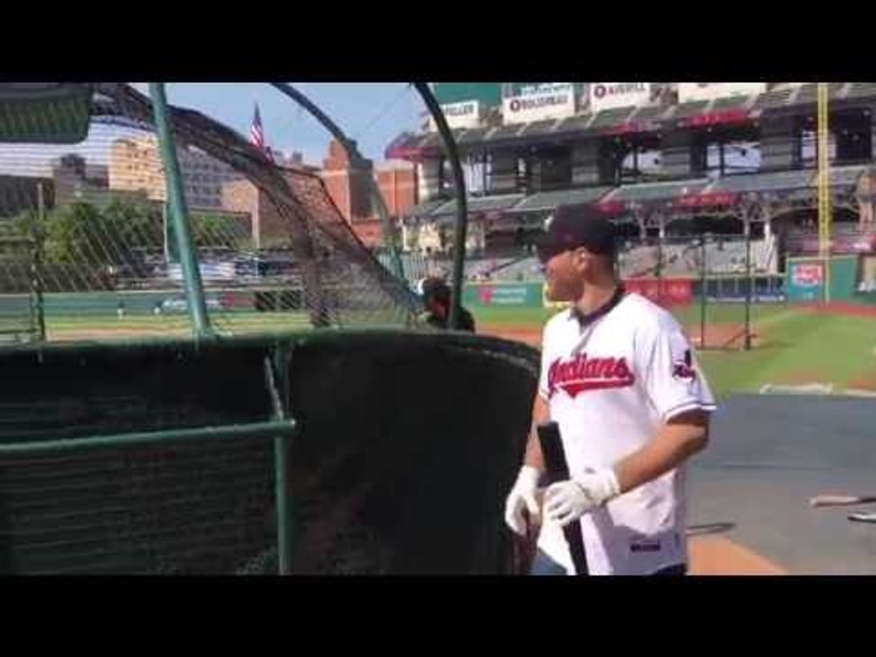 Stipe Miocic Nails Homerun During Cleveland Indians Batting Practice