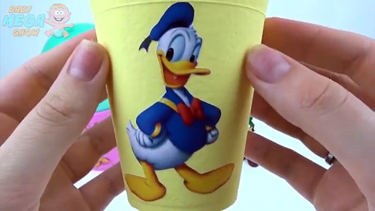 Шары чашки учим цвета на английском играть doh сюрприз игрушки Дональд дак для детей