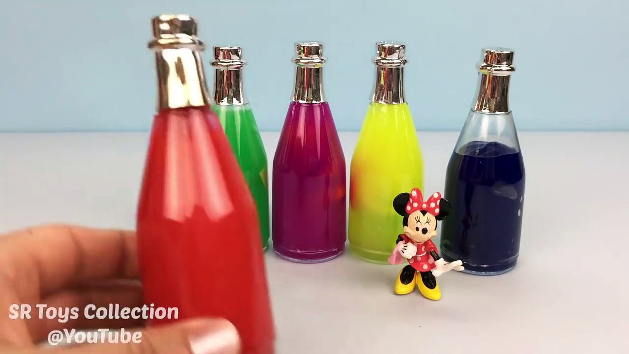 Learn Colors Gooey Slime Surprise Toys Bottles Minnie Mouse Ariel Pikachu Spiderman