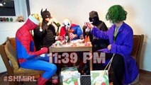 Spiderman, Joker, Batman, Darth Vader & Superman Happy New Year | Superhero movie in real