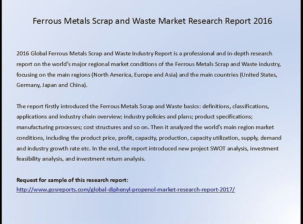 Ferrous Metals Scrap and Waste Market Research Report 2016
