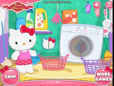 День весело игра Привет Китти прачечная фильм-привет-игры уборка