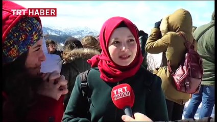 Giresun'da kış aylarının son günleri herkesi eğlendirdi