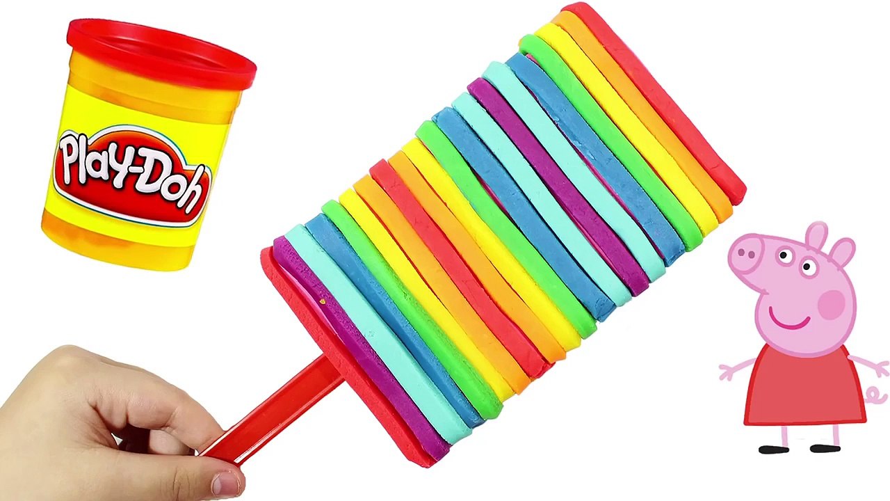 peppa pig español - play doh stop motion wonderful rainbow ice cream popsicle