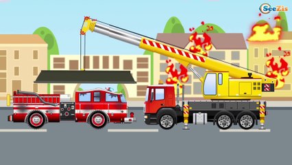 Cartoon for children Learn The Fire Truck rescue Cartoons for kids toddlers Cars & Truck CHALLENGE