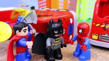 Duplo Lego New Fire Station and Fireman with Firetruck Saved by Batman and Superman Superh
