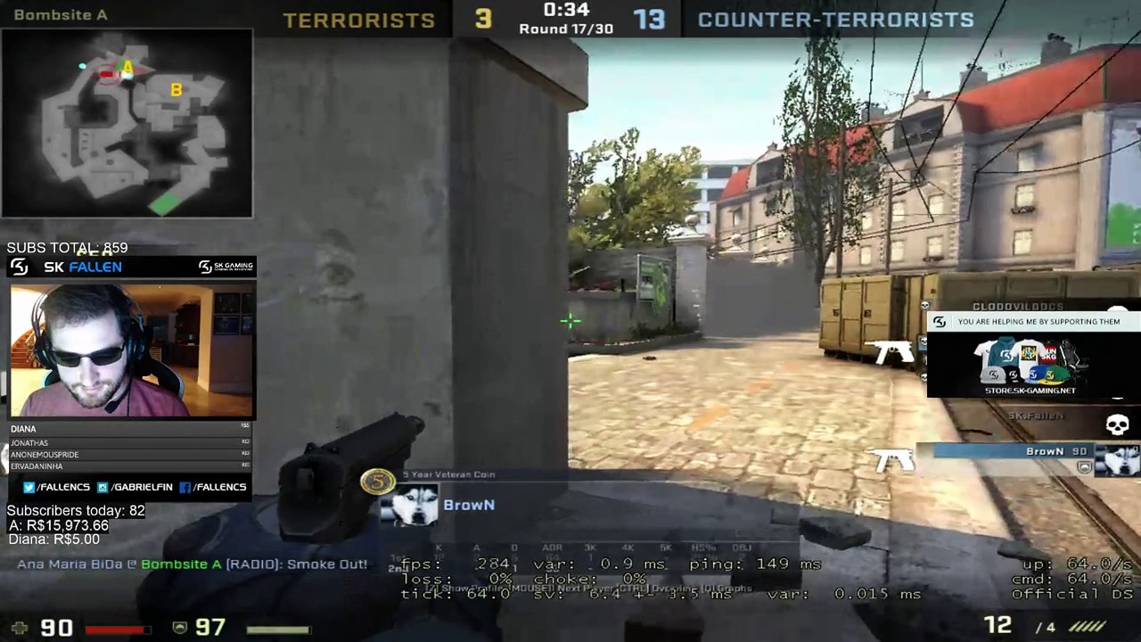 CSGO: Brazillian caster BiDa clutch with 3 bullets on falleN's stream