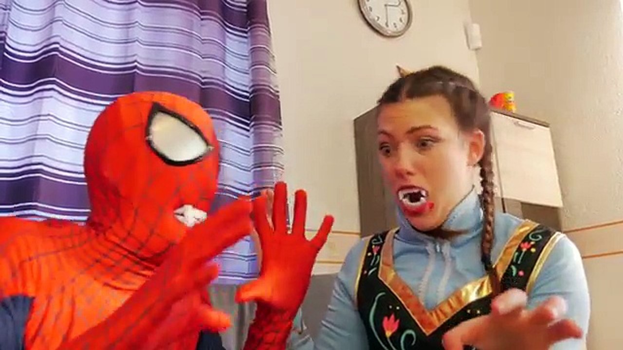 Vampire STEAL Frozen Anna DRESS! w/ Spiderman Elsa CatWoman FUN IRL SUperhero in Real Life