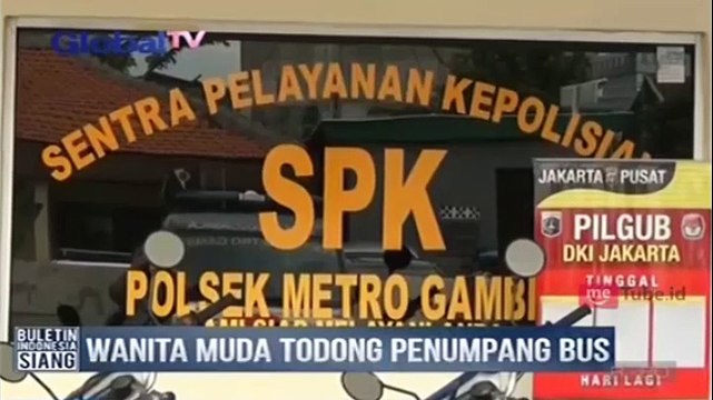 Wanita Mabuk Lem Todong Penumpang Bus
