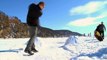 Ice golf tournament played on frozen Lake Baikal in Siberia
