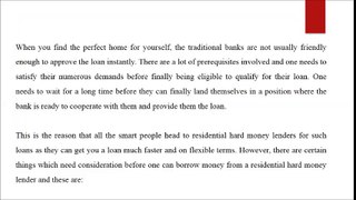Things to Consider Before Choosing a Residential Hard Money Lender