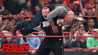 Brock Lesnar attacks new Universal Champion Goldberg: Raw, March 6, 2017