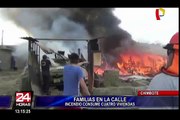 Chimbote: incendio consume cuatro viviendas y una camioneta