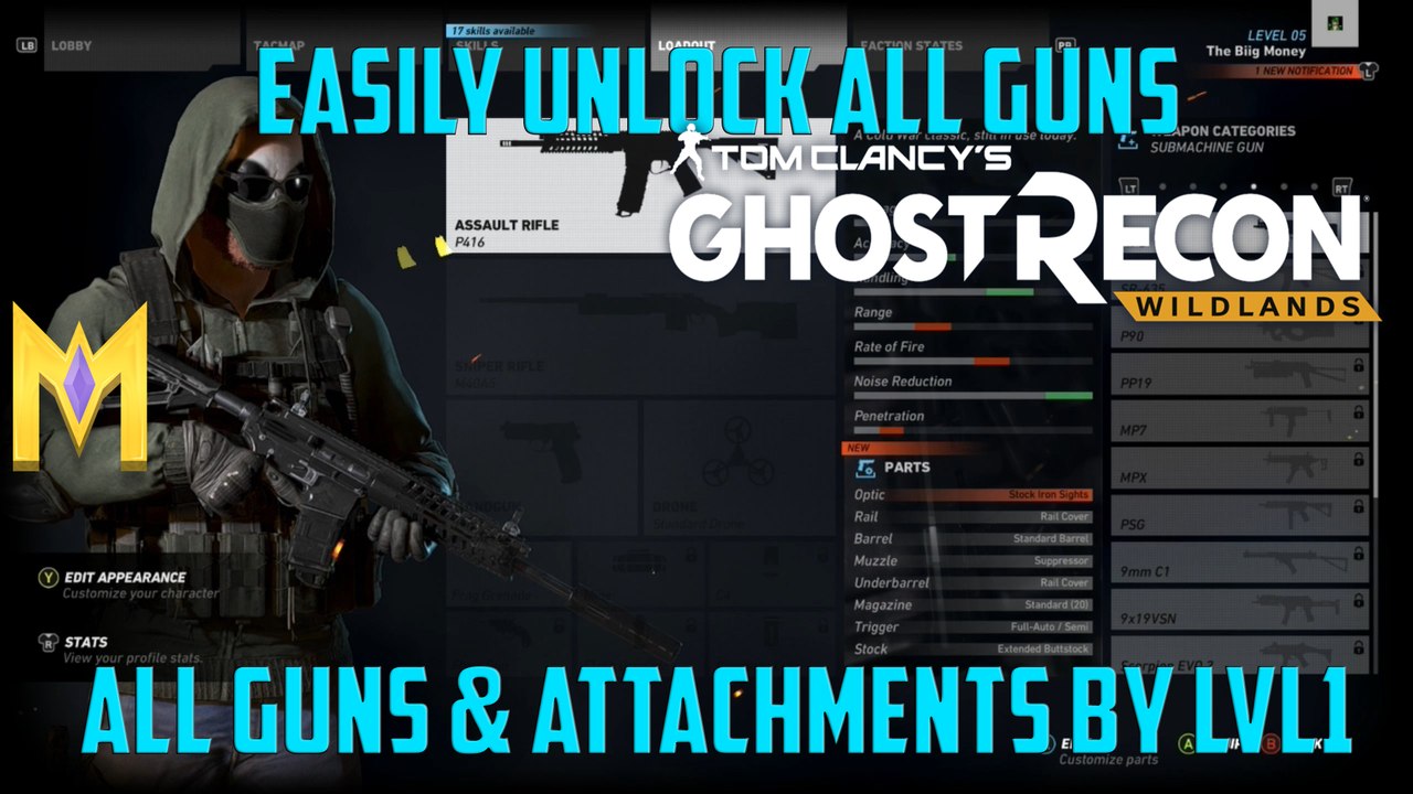 Ghost Recon: Wildlands - UNLOCK ANY WEAPON & ATTACHMENTS FROM LEVEL 1 - "Easy Weapon Guide"