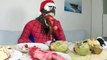 Eating WEIRD Creature Kluna Tik Chirstmas Dinner ASMR Eating Sounds No Talk Spiderman Elsa