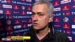 Jose Mourinho reacts to Ander Herrera's red card as he speaks after Man United's FA Cup defeat to Chelsea