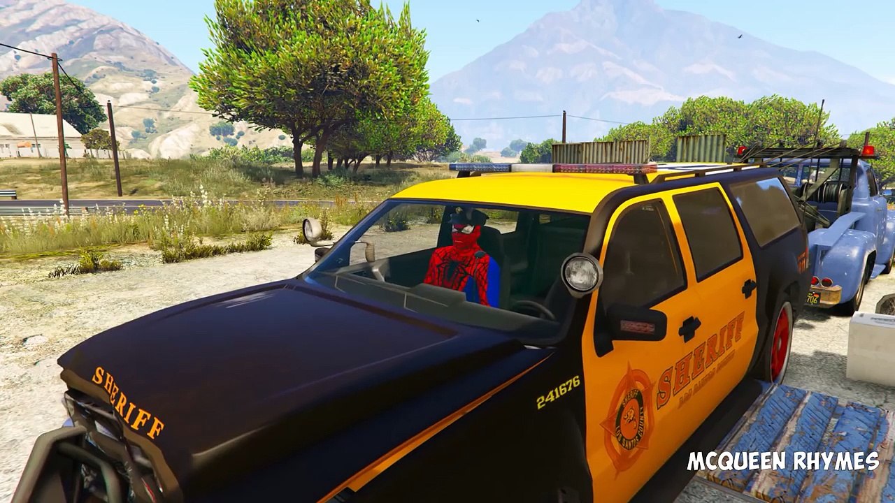 Автомобиль легковые автомобили мультфильм Дети для Дети питомник Полиция полицейский рифмы песни человек-паук