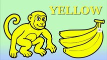 Aprender los Colores para los Niños y el Color de Mono con Banana Página para Colorear Pt 142