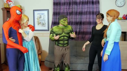 Frozen Elsa Rescue S.W.A.T Spiderman! w/ Frozen Anna CatWoman Fun IRL Superhero in Real Li