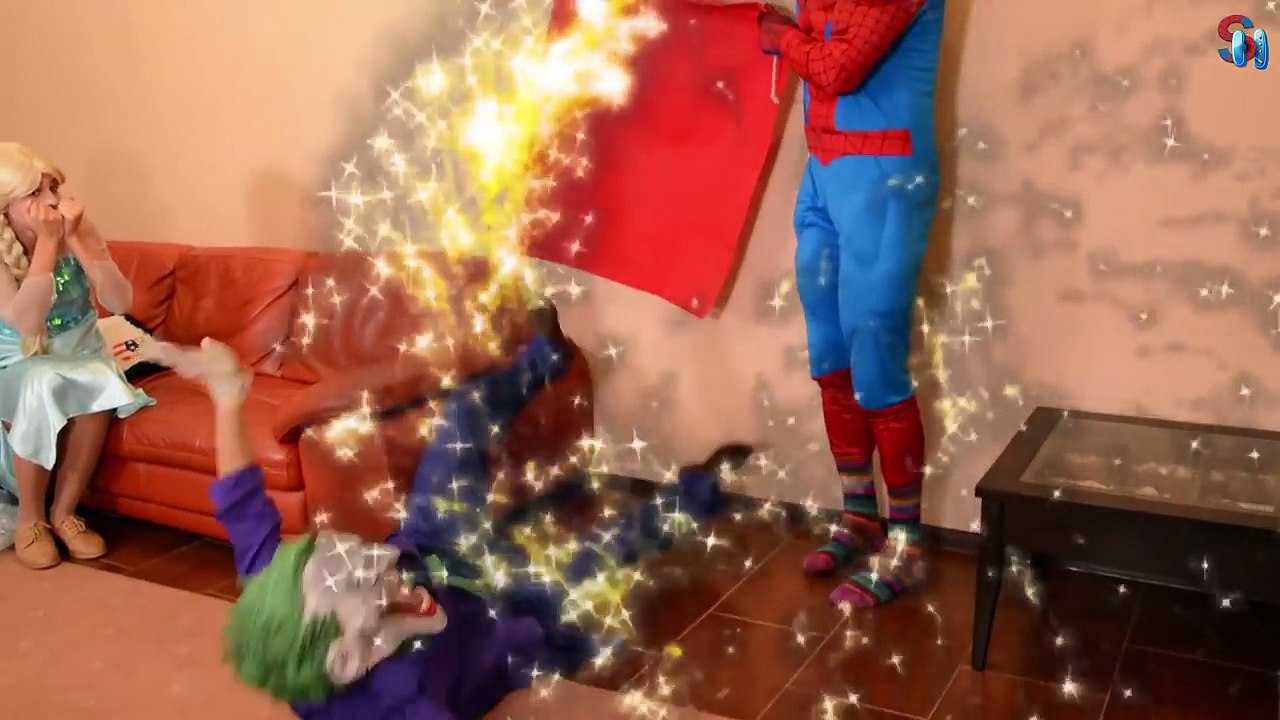 Hide and Seek - Spiderman vs joker w Spider man & Frozen Elsa Princess in Real Life