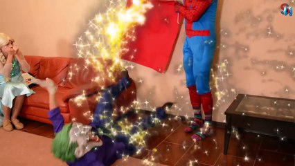 Hide and Seek - Spiderman vs joker w Spider man & Frozen Elsa Princess in Real Life