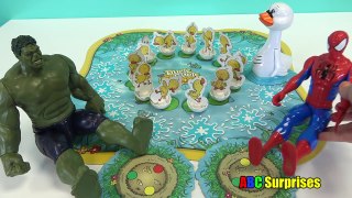 Best COLOR Learning Video for Children Duck Duck Goose Game for Kids Spiderman Hulk ABC Surprises-Lh1WQkI7VSE