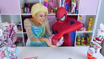 Человек-паук и замороженные Эльза играть доч гигант Добрее сюрприз яйцо супергерои шоколад
