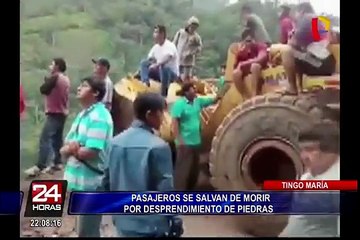 Tingo María: pasajeros salvan de morir tras caída de piedras