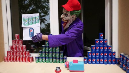 CRAZY COCA COLA PEPSI CHALLENGE! Movie Kids Toys w- Spiderman, Hulk & Joker Family FUN in Real Life